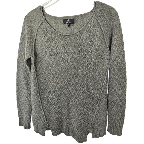 TUMI Green Alpaca Blend Knit Sweater Extra Small Cozy Winter Minimalist Casual - Picture 1 of 6